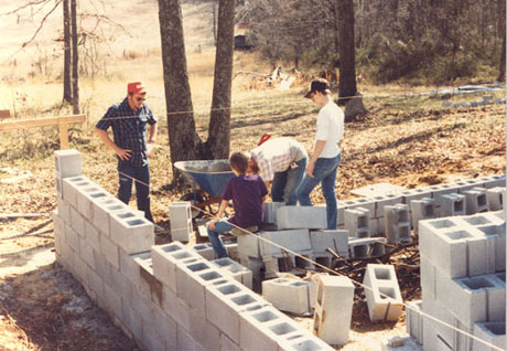 Bob working on mortar