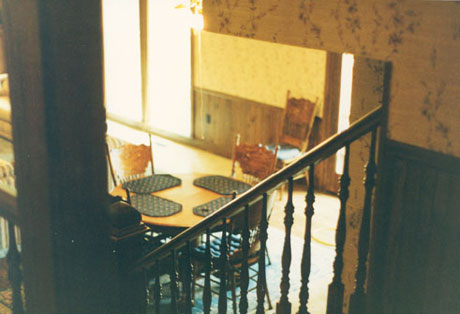 Looking down at dining area