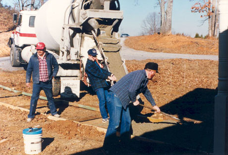 Front concrete walk being poured